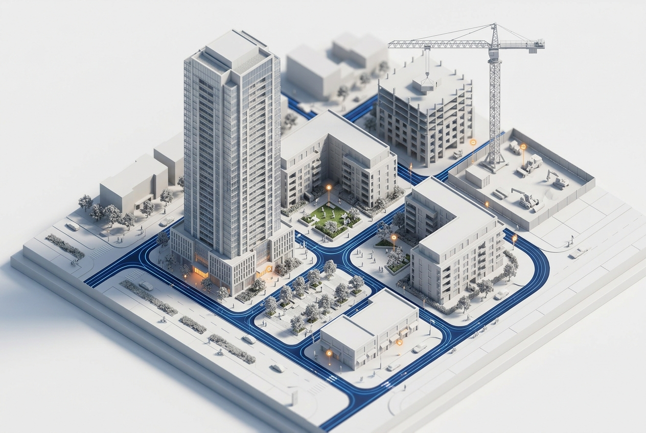 Desarrollo inmobiliario en maqueta